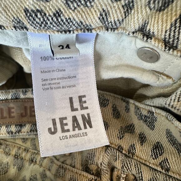 Le Jean Leopard Barrel Jeans Size 24 Baggy Ankle Raw Hem Animal Designer $300 - Picture 16 of 16